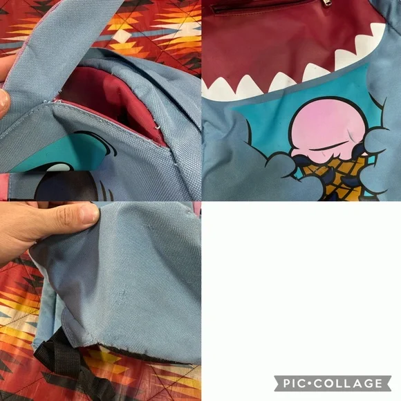 Disney Loungefly Lilo & Stitch Ears Ice Cream Tongue Flap School Blue Backpack - Picture 7 of 7